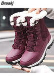 Boots Women Winter Shoes Keep Warm Non-slip Black Snow Boots Ladies Lace-up Boots Chaussures Femme Booties Woman Flat