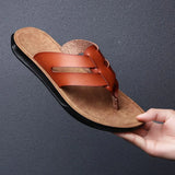 Fashion Leather Slippers For Men 2022 New Hotel Beach Summer Shoes High Quality Flip-flops Men's Shoes Big Size