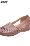 Baotou Sandals Women's Summer New Round Toe Breathable Casual Solid Color Non-slip Flat Large Size Women's