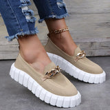 Women's Chain Loafer Flats For Women Round Toe Slip On Mesh Sneaker Casual Shoes Fabric Flats Breathable Comfy Walking