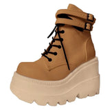 Design 2023 Big Sizes 43 Platform High Heels Cosplay Fashionable Autumn Winter Wedges Shoes Ankle Boots Women Booties