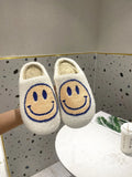 FUNKY 2021 Winter Women's Shoes New Purple Happy Face Decor Fluffy Faux Fur Smiley Shoes for Women House Female