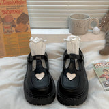 Lolita shoes sweet heart platform shoes summer elegant Mary Jane Japanese school uniform high heels college girls women's
