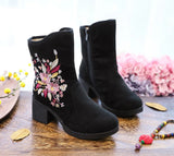 Breakj Boots Autumn And Winter Clip Cotton And Velvet High Heel Women's Boots Cotton Boots Snow Boots Winter Boots Embroidered Cloth Shoes