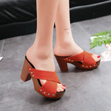 Breakj 2023 New Fish Mouth Word Rivet Cross Strap High-Height Thick And Thick Bottom Waterproof Table Roman Cool Drag