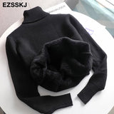 Autumn winter cashmere basic warm Sweater velvet Pullovers Women female fur thick Turtleneck sweater knit Jumpers