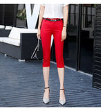 Women Summer Skinny Breeches Cropped Trousers High Waist Office Lady Slim Capris Pantalon Femme Woman Bodycon Pencil