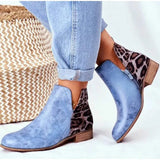 Boots Autumn PU Leather Chunky Heels Ankle Boots Fashion Pointed Toe Short Boot Zipper Casual Winter Boots Plus Size