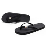 Pearl Flip Flops Women New All -match Beach Shoes Summer Non-slip Clip Foot Sandals Chaussures Plates Bathroom