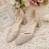 Trade High-Heeled Single Shoes 2023 New Summer Baotou Hollow Thick Heels Buckle High-Heeled Sandals