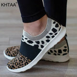 Flats Leopard Ladies Loafers Shoes Mesh Vulcanized Shoe Slip-On Sneakers Female Casual Breathable Plus Size Autumn