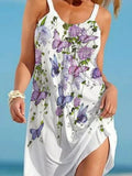 Summer New Off Shoulder Elegant Casual Woman Dress Chic Print Chic Boho Mini Dress 2022 Office Fashion O Neck Sleeveless