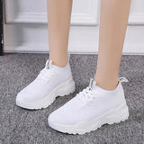 Casual Shoes Sneakers Thick Bottom Spring Summer Knitted Breathable Running Shoes Light Solid Female Vulcanized