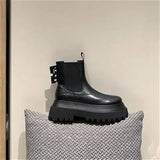 Boots Women British Style 2020 New Autumn Retro Wild Thick-soled Increased Chelsea Motorcycle Boots Women