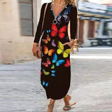Autumn Women Elegant Party Dress New Female Fashion Zip V-Neck Long Dresses 2022 Spring Loose Casual Long Sleeve Vacation