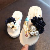 New Non-slip Children's Flip-flops Girls Fashion Beach Shoes Pinch Sandals Female Flowers Slippers Women Wear Size
