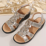 Breakj 2025 New Hollow Slope And Fish Mouth Flowers Leisure Comfortable Large Size Sandals