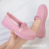 Women's Chain Loafer Flats For Women Round Toe Slip On Casual Shoes Fabric Flats Breathable Comfy Walking Shoes