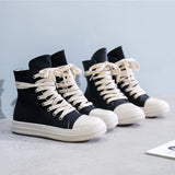 Chunky Sneakers Women Round Toe Leisure Outwear Black Casual Shoes Platform Lace-Up Trainers Handmade Sapatos