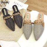 Women Mules Luxury Flats Fashion Loafers Designer Shoes Summer Slippers Pointed Toe Slides Slip on Wedding Casual Ladies