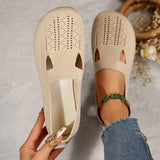 Breakj Size Fly Woven Casual Low Top Single Shoes Women's Flat With Hollow Mouth Lazy