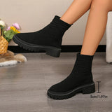 Breakj Plus Size Fashion Boots Women's New Elastic Fly Thick Socks Boots Casual Low Martin