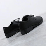Genuine Leather Oxford Shoes Lace Up Black Wedge Platform Pointed Close Toe Flat Platform Low Heels Casual Footwear