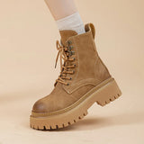 Boots Girls 2024 Spring And Autumn New British Style Short Boots With Thick Soles Raised Retro Locomotive