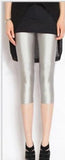 Summer Fluorescent Shiny Leggings Women Spandex Shinny Pant Elasticity Casual Trousers High Waist