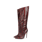 Autumn and Winter Women's European and American Fashion All-match High-heeled Over-the-knee Boots Warm Pointed Toe