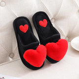Heart-shaped Slippers Women Warm Cotton Flat Foowear Lady Winter Furry Flip Flops Slippers Female Home Indoor Non-slip