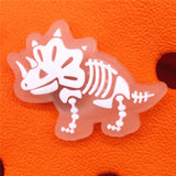 Luminous Shoe Charms Fluorescent White Dinosaur Skeleton PVC Shoe Buckle Decoration Fit Croc Jibz Party Kids Gifts