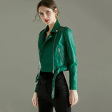 Women Faux Soft Leather Short Jacket Rivet Epaulet Zipper Pu Motorcycle Basic Jackets Female Red Black Outerwear With