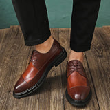 Breakj Do Old Lace-Up Casual Leather Shoes Male British Korean Version Of The Block Groom Best Man Men's Shoes
