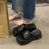 Breakj Summer New Thick Bottom Slippers Women Wear Temperament High With One-Drag Small Cake Slope And Half
