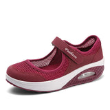Breakj Large-Size Single-Shoe Women's 2023 New Air Cushion Low-Help Magic Sticker Light Mouth Single-Shoe Color Mesh Women's