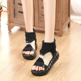 Breakj Large Number Of Women In Sandals Summer Student Shoes Polyamine Knitted Wool Women's
