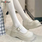 Lolita Shoes Women Japanese Style Vintage Soft Leather Mary Janes Platform Shoes High Heels College Student Cosplay