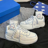 Color Small White Shoes 2024 Spring And Autumn New Female Bear Korean Casual White Shoes Round Head Flat Soles Student Small White