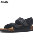 2023 New Summer Beach Cork Sandals Casual Women Outside Non-slip Black White Double Buckle Sandalias