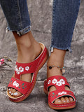 One-Size-In-One Slippers Women's Summer Roman Shoes Heel Thick-Soled Sandals Embroidered Women's Cool