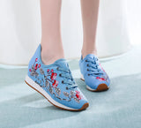 Breakj Shoes, Sports Shoes Autumn And Winter Leisure Walk Shoes Lace Embroidered Cloth Shoes Inside Heighten Women's
