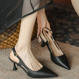 Breakj Women Pumps Pointed Toe Sandals Slip on High Heels Sandal Black Sexy Heels Slingbacks Office Lady Shoes Wedding