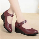 De Mujeres Women Cute Sweet Red Slip on High Heel Shoes Lady Casual Comfortable Autumn Pumps Female Black Shoes