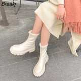 New Winter Fur Women Ankle Boots Fashion Square Toe Back Zippers Ladies Warm Plush Short Boots Casual Flats Heel