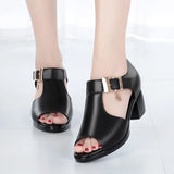 Women Fashion Fish Mouth Shoes Chunky Heel Metal Decorative Buckle Sandals Casual Shoes 2022 Sandals Summer New Women's