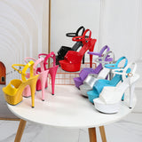 Breakj Artifact Model High Heels Thin Heel Sexy Black Waterproof Table 15Cm Hate Day Superb High Heel Sandals Female