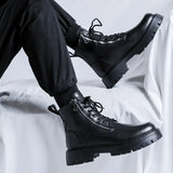 Breakj 2024 New Youth Cylinder Round Head High Help Thick Bottom Men With Big Head Trend Martin Boots