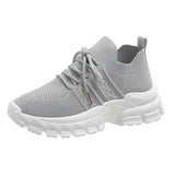 Breakj 2023 New Fashion Flying Woven Mesh Breathable Single Shoes Women's Casual Platform One Foot Pedal Sports Small White