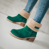 Breakj 2025 Autumn And Winter Mid-Boul Thick Heel Overslip Snow Boots 43-Yard Cotton